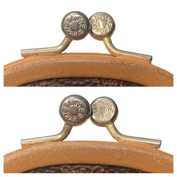 RARE Authentic Vintage CELINE Macadam Chocolate Brown & Tan Kisslock Coin Purse - Picture 6 of 10